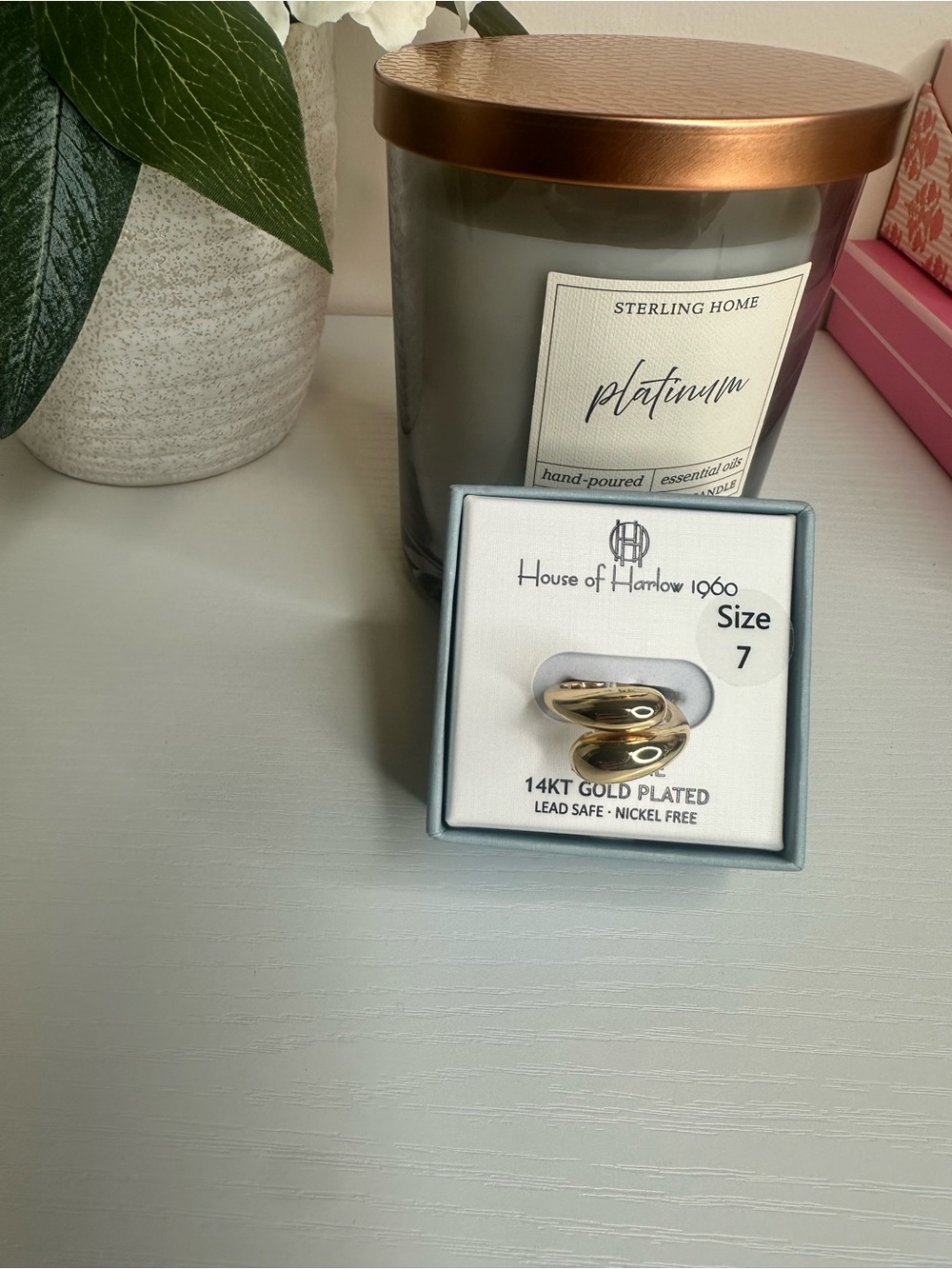 House of Harlow 1960 14K Gold Plated Statement Ring Size 7